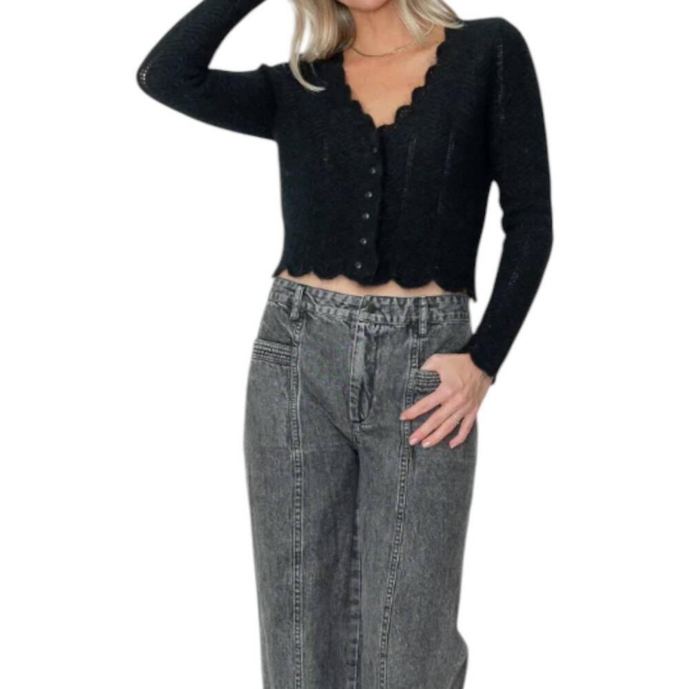 NEW WEST OF amelie scallop cardigan in black